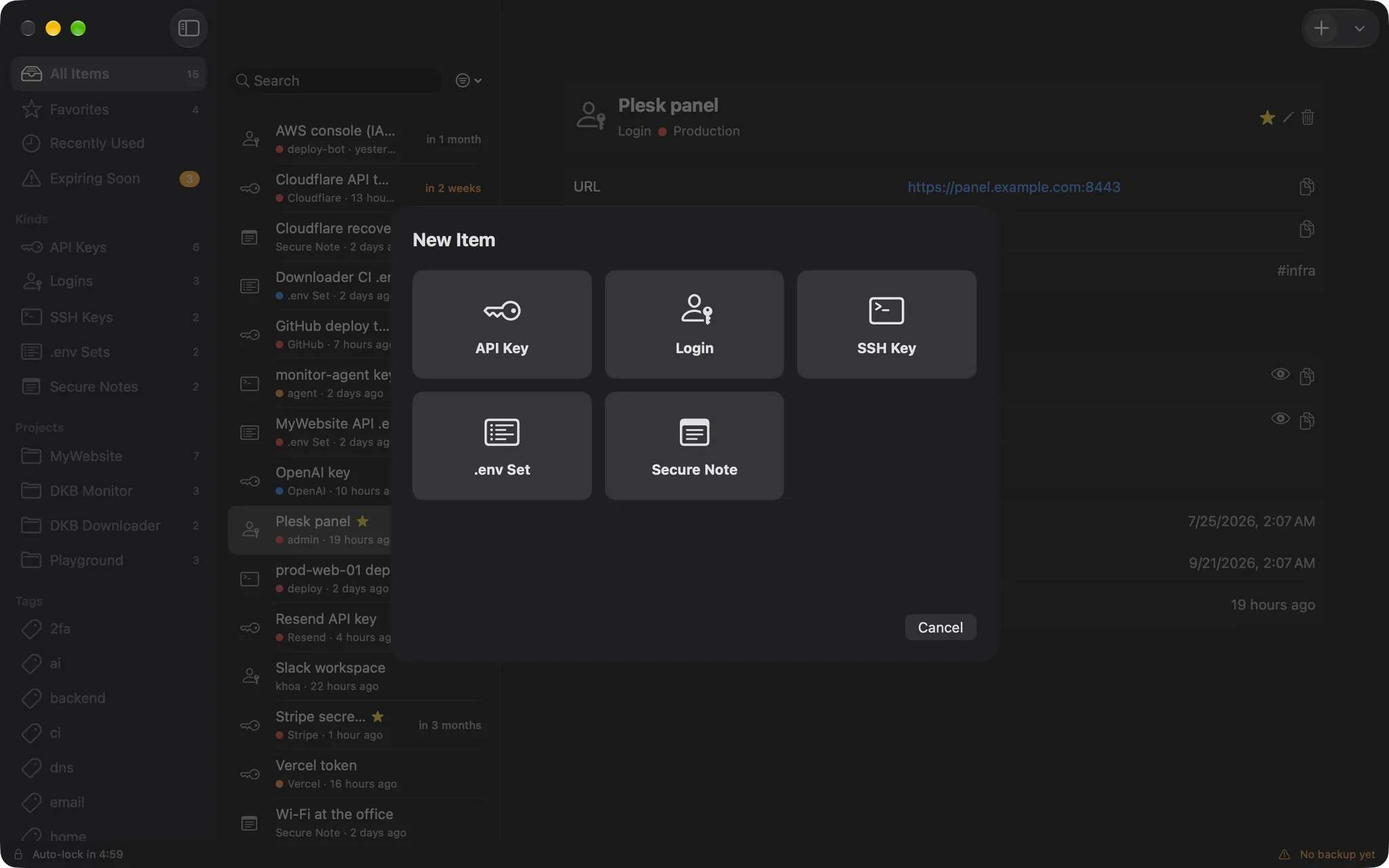 DKB Secret: Keys, logins, SSH, .env and notes