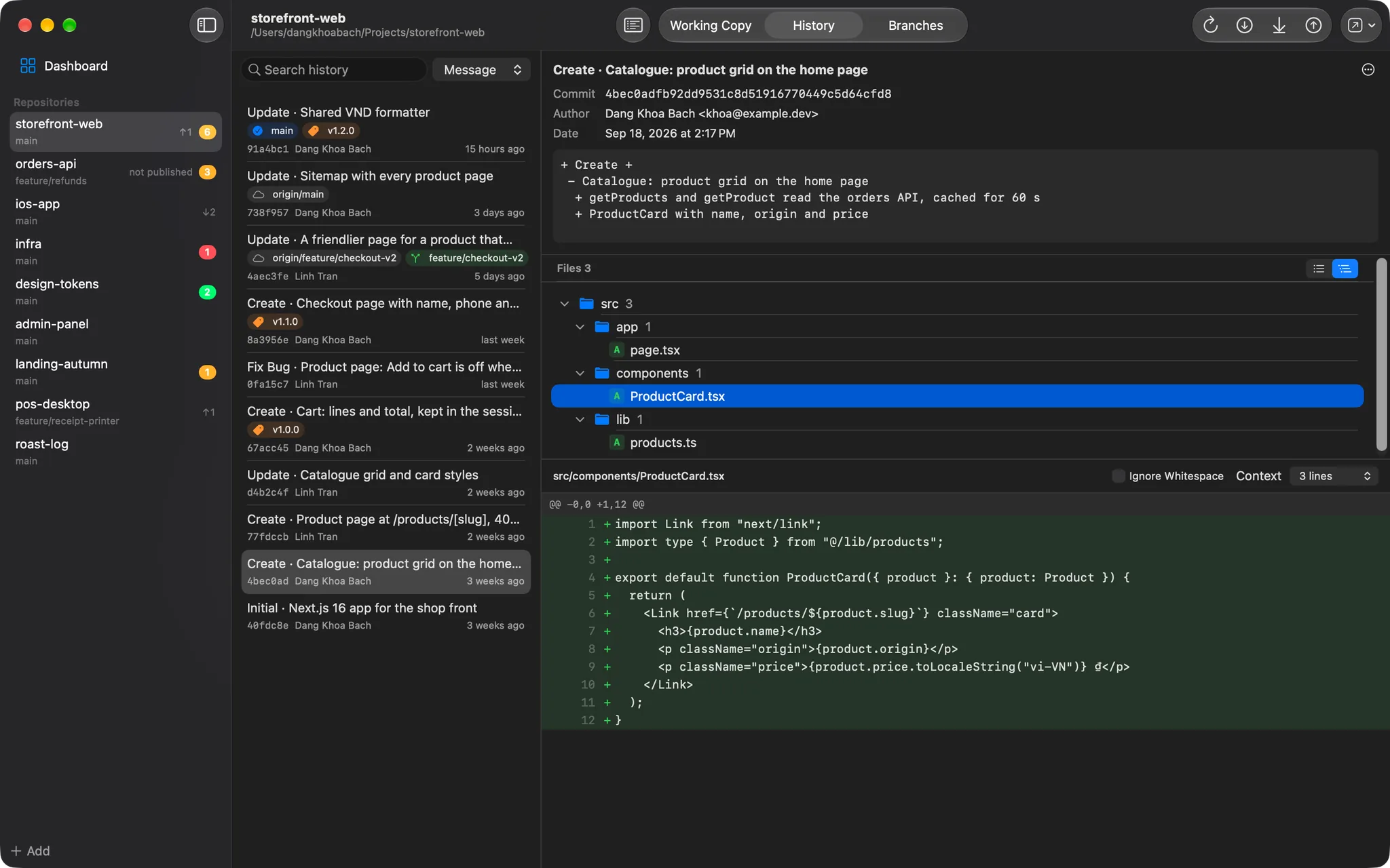 DKB Source Control: Read any commit, file by file